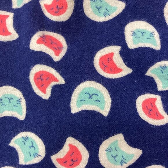 NWOT Cat face print flannel pj bottoms w/ elastic drawstring waist meowy cute - Picture 6 of 9